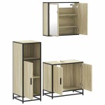 vidaXL Set mobilier de baie, 3 piese, stejar sonoma, lemn prelucrat vidaXL Set mobilier de baie, 3 piese, stejar sonoma, lemn prelucrat