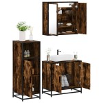 vidaXL Set mobilier de baie, 3 piese, stejar fumuriu, lemn prelucrat vidaXL Set mobilier de baie, 3 piese, stejar fumuriu, lemn prelucrat