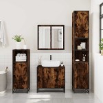 vidaXL Set mobilier de baie, 3 piese, stejar fumuriu, lemn prelucrat vidaXL Set mobilier de baie, 3 piese, stejar fumuriu, lemn prelucrat