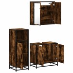 vidaXL Set mobilier de baie, 3 piese, stejar fumuriu, lemn prelucrat vidaXL Set mobilier de baie, 3 piese, stejar fumuriu, lemn prelucrat