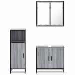 vidaXL Set mobilier de baie, 3 piese, gri sonoma, lemn prelucrat