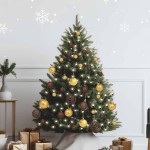 vidaXL Set globuri Crăciun cu vârf & 150 LED-uri 61 piese auriu&bronz vidaXL Set globuri Crăciun cu vârf & 150 LED-uri 61 piese auriu&bronz