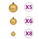 vidaXL Set globuri Crăciun cu vârf & 150 LED-uri 61 piese auriu&bronz vidaXL Set globuri Crăciun cu vârf & 150 LED-uri 61 piese auriu&bronz