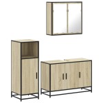 vidaXL Set mobilier de baie, 3 piese, stejar sonoma, lemn prelucrat vidaXL Set mobilier de baie, 3 piese, stejar sonoma, lemn prelucrat