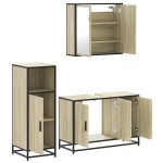 vidaXL Set mobilier de baie, 3 piese, stejar sonoma, lemn prelucrat vidaXL Set mobilier de baie, 3 piese, stejar sonoma, lemn prelucrat