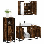 vidaXL Set mobilier de baie, 3 piese, stejar fumuriu, lemn prelucrat