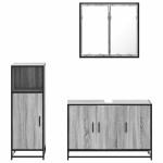 vidaXL Set mobilier de baie, 3 piese, gri sonoma, lemn prelucrat