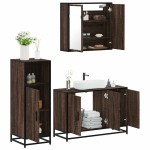 vidaXL Set mobilier de baie, 3 piese, stejar maro, lemn prelucrat