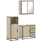 vidaXL Set mobilier de baie, 3 piese, stejar sonoma, lemn prelucrat vidaXL Set mobilier de baie, 3 piese, stejar sonoma, lemn prelucrat