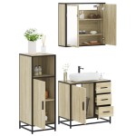 vidaXL Set mobilier de baie, 3 piese, stejar sonoma, lemn prelucrat vidaXL Set mobilier de baie, 3 piese, stejar sonoma, lemn prelucrat