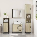 vidaXL Set mobilier de baie, 3 piese, stejar sonoma, lemn prelucrat vidaXL Set mobilier de baie, 3 piese, stejar sonoma, lemn prelucrat