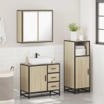 vidaXL Set mobilier de baie, 3 piese, stejar sonoma, lemn prelucrat vidaXL Set mobilier de baie, 3 piese, stejar sonoma, lemn prelucrat