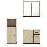 vidaXL Set mobilier de baie, 3 piese, stejar sonoma, lemn prelucrat vidaXL Set mobilier de baie, 3 piese, stejar sonoma, lemn prelucrat