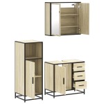 vidaXL Set mobilier de baie, 3 piese, stejar sonoma, lemn prelucrat vidaXL Set mobilier de baie, 3 piese, stejar sonoma, lemn prelucrat