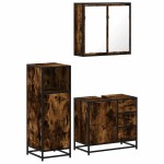 vidaXL Set mobilier de baie, 3 piese, stejar fumuriu, lemn prelucrat vidaXL Set mobilier de baie, 3 piese, stejar fumuriu, lemn prelucrat