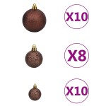 vidaXL Set globuri Crăciun cu vârf & 300 LED-uri 120 piese auriu&bronz
