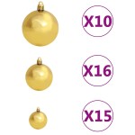 vidaXL Set globuri Crăciun cu vârf & 300 LED-uri 120 piese auriu&bronz