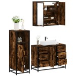 vidaXL Set mobilier de baie, 3 piese, stejar fumuriu, lemn prelucrat vidaXL Set mobilier de baie, 3 piese, stejar fumuriu, lemn prelucrat