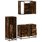 vidaXL Set mobilier de baie, 3 piese, stejar fumuriu, lemn prelucrat vidaXL Set mobilier de baie, 3 piese, stejar fumuriu, lemn prelucrat