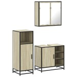 vidaXL Set mobilier de baie, 3 piese, stejar sonoma, lemn prelucrat vidaXL Set mobilier de baie, 3 piese, stejar sonoma, lemn prelucrat