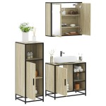 vidaXL Set mobilier de baie, 3 piese, stejar sonoma, lemn prelucrat vidaXL Set mobilier de baie, 3 piese, stejar sonoma, lemn prelucrat