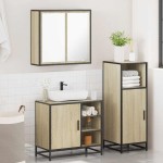 vidaXL Set mobilier de baie, 3 piese, stejar sonoma, lemn prelucrat vidaXL Set mobilier de baie, 3 piese, stejar sonoma, lemn prelucrat