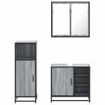 vidaXL Set mobilier de baie, 3 piese, gri sonoma, lemn prelucrat