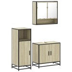 vidaXL Set mobilier de baie, 3 piese, stejar sonoma, lemn prelucrat vidaXL Set mobilier de baie, 3 piese, stejar sonoma, lemn prelucrat