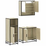 vidaXL Set mobilier de baie, 3 piese, stejar sonoma, lemn prelucrat vidaXL Set mobilier de baie, 3 piese, stejar sonoma, lemn prelucrat