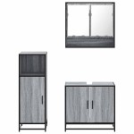 vidaXL Set mobilier de baie, 3 piese, gri sonoma, lemn prelucrat