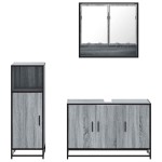 vidaXL Set mobilier de baie, 3 piese, gri sonoma, lemn prelucrat