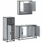 vidaXL Set mobilier de baie, 3 piese, gri sonoma, lemn prelucrat