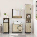 vidaXL Set mobilier de baie, 3 piese, stejar sonoma, lemn prelucrat