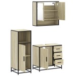 vidaXL Set mobilier de baie, 3 piese, stejar sonoma, lemn prelucrat