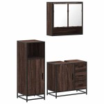 vidaXL Set mobilier de baie, 3 piese, stejar maro, lemn prelucrat