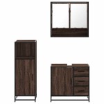 vidaXL Set mobilier de baie, 3 piese, stejar maro, lemn prelucrat