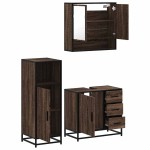 vidaXL Set mobilier de baie, 3 piese, stejar maro, lemn prelucrat