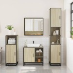 vidaXL Set mobilier de baie, 3 piese, stejar sonoma, lemn prelucrat vidaXL Set mobilier de baie, 3 piese, stejar sonoma, lemn prelucrat