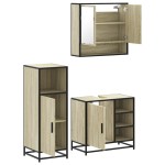 vidaXL Set mobilier de baie, 3 piese, stejar sonoma, lemn prelucrat vidaXL Set mobilier de baie, 3 piese, stejar sonoma, lemn prelucrat