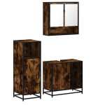 vidaXL Set mobilier de baie, 3 piese, stejar fumuriu, lemn prelucrat vidaXL Set mobilier de baie, 3 piese, stejar fumuriu, lemn prelucrat