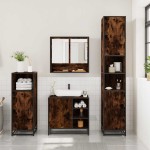 vidaXL Set mobilier de baie, 3 piese, stejar fumuriu, lemn prelucrat vidaXL Set mobilier de baie, 3 piese, stejar fumuriu, lemn prelucrat