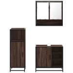 vidaXL Set mobilier de baie, 3 piese, stejar maro, lemn prelucrat