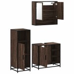 vidaXL Set mobilier de baie, 3 piese, stejar maro, lemn prelucrat