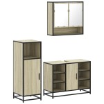 vidaXL Set mobilier de baie, 3 piese, stejar sonoma, lemn prelucrat vidaXL Set mobilier de baie, 3 piese, stejar sonoma, lemn prelucrat