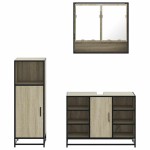 vidaXL Set mobilier de baie, 3 piese, stejar sonoma, lemn prelucrat vidaXL Set mobilier de baie, 3 piese, stejar sonoma, lemn prelucrat