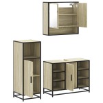 vidaXL Set mobilier de baie, 3 piese, stejar sonoma, lemn prelucrat vidaXL Set mobilier de baie, 3 piese, stejar sonoma, lemn prelucrat