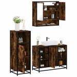 vidaXL Set mobilier de baie, 3 piese, stejar fumuriu, lemn prelucrat vidaXL Set mobilier de baie, 3 piese, stejar fumuriu, lemn prelucrat