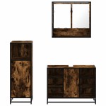 vidaXL Set mobilier de baie, 3 piese, stejar fumuriu, lemn prelucrat vidaXL Set mobilier de baie, 3 piese, stejar fumuriu, lemn prelucrat