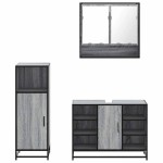 vidaXL Set mobilier de baie, 3 piese, gri sonoma, lemn prelucrat