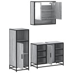 vidaXL Set mobilier de baie, 3 piese, gri sonoma, lemn prelucrat